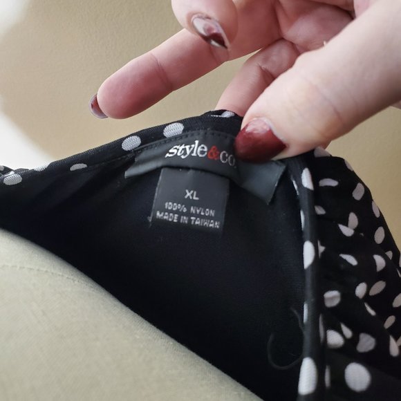 Style & Co Layered Ruffle Dress - XL - Black & White Dots - Picture 9 of 9